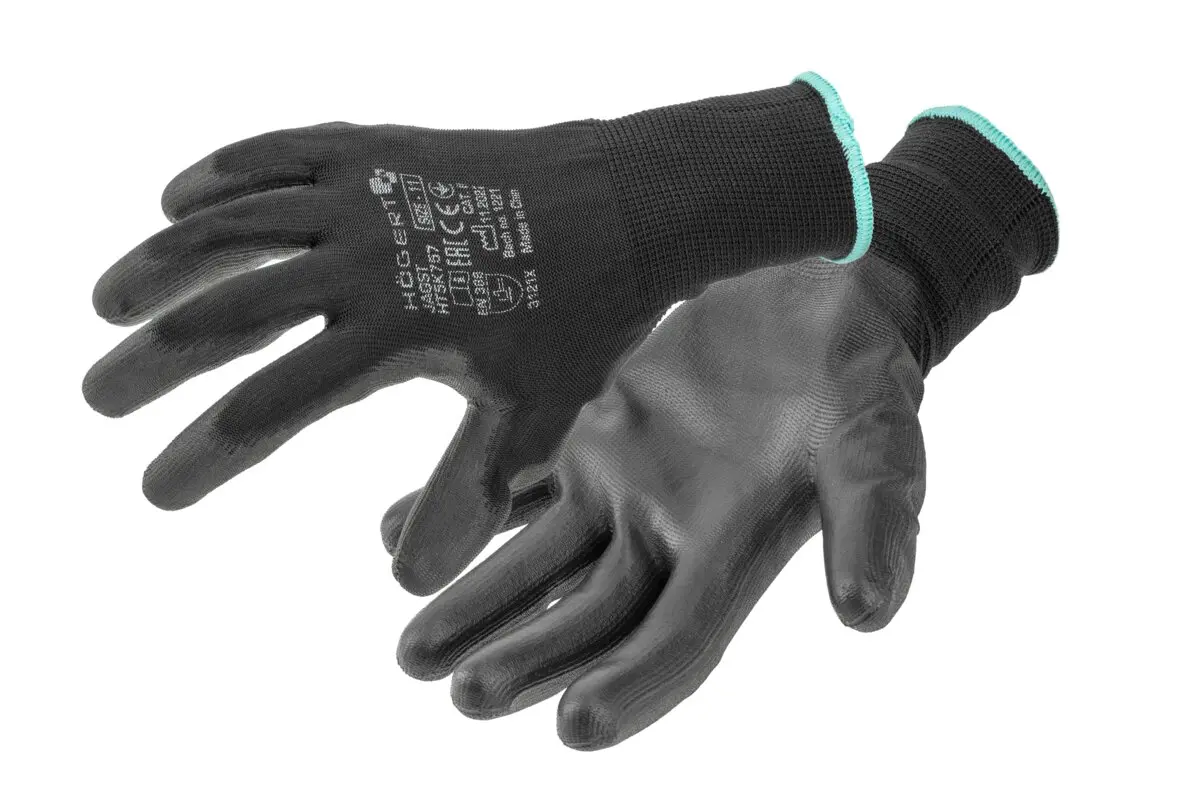 HT5K757-11 (12 pairs) JAGST PU-coated protective gloves black